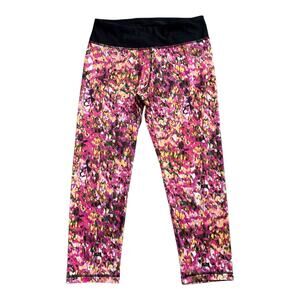 N.Y.L. Cropped Leggings Womens Medium Multicolor Abstract Yoga Athletic Pants